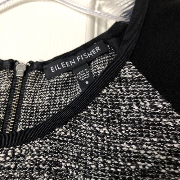 Eileen Fisher Tweedy Black Ponte Knit Sheath Dress Small Acadamia Tweed … - Picture 6 of 8